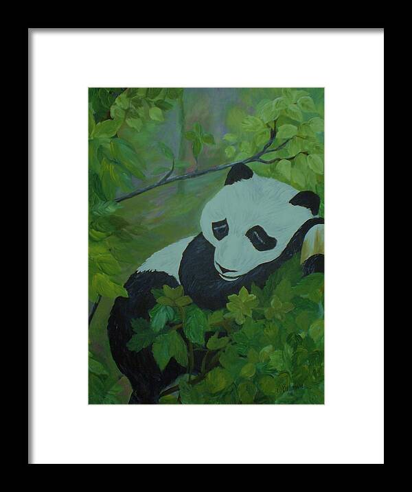 Panda Bear Framed Print featuring the painting Panda by Christy Saunders Church