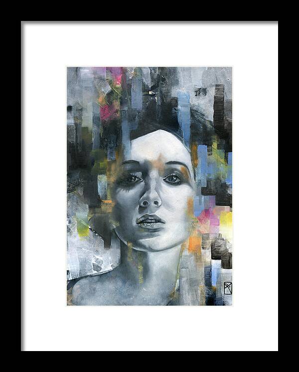 Face Framed Print featuring the painting Pandora by Patricia Ariel