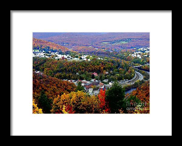 Jim Thorpe Pa Framed Print featuring the photograph Panorama of Jim Thorpe PA Switzerland of America - Abstracted foliage by Jacqueline M Lewis