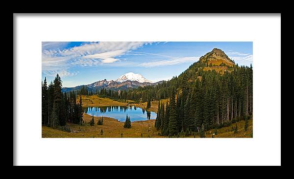 Tipsoo Lake Framed Print featuring the photograph Panorama of Tipsoo Lake in Mount Rainier National Park by Michael Russell