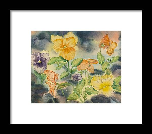 Pansies Framed Print featuring the painting Pansies by Heather Gallup