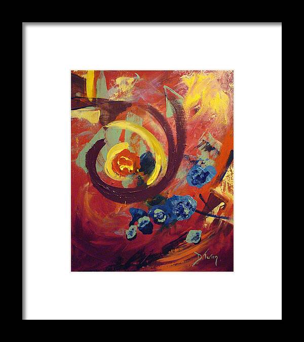Abstract Framed Print featuring the painting Pansymania by Donna Tuten