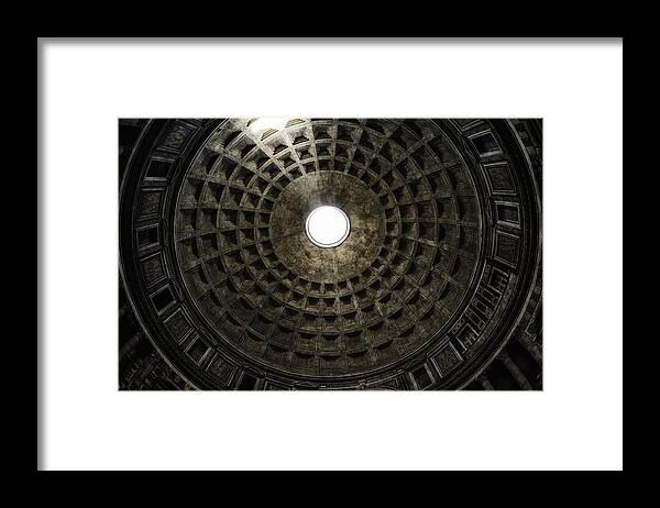 Ancient Framed Print featuring the photograph Pantheon Oculus by Joan Carroll