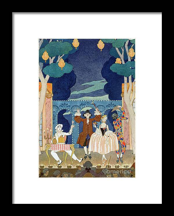 Orchestra Framed Print featuring the painting Pantomime Stage by Georges Barbier