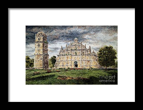 Paoay Framed Print featuring the painting Paoay Church by Joey Agbayani