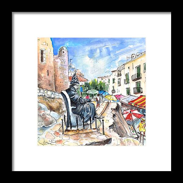 Travel Framed Print featuring the painting Papa Luna in Peniscola by Miki De Goodaboom
