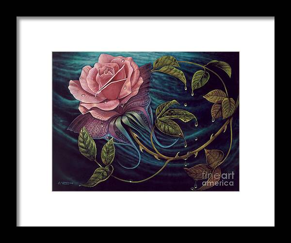 Rose Framed Print featuring the painting Papalotl Rosalis by Ricardo Chavez-Mendez