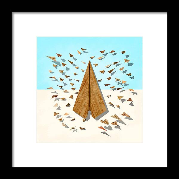 Aircraft Framed Print featuring the digital art Paper Airplanes of Wood 10 by YoPedro