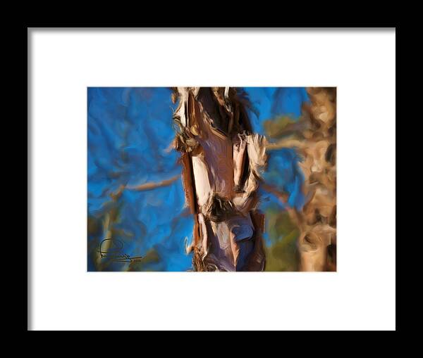 Photopainting Framed Print featuring the photograph Paper Bark Birch by Ludwig Keck