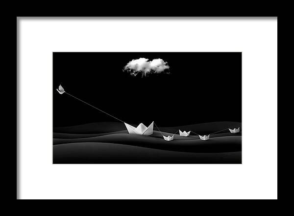 Surreal Framed Print featuring the photograph Paper Boats by Sulaiman Almawash