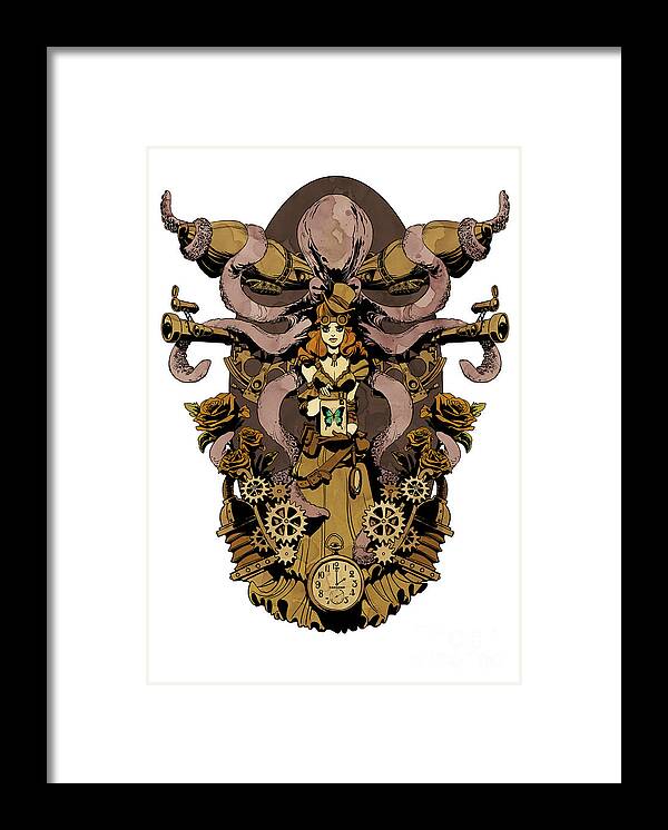 Steampunk Framed Print featuring the digital art Papillon mecaniques by Brian Kesinger
