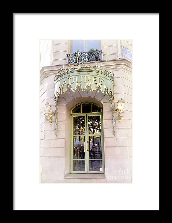 Paris Framed Print featuring the photograph Paris Laduree Door Architecture - Paris Laduree Pastel Architecture Paris Door - Laduree Door Paris by Kathy Fornal