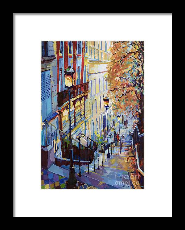 Acrilic Framed Print featuring the painting Paris Monmartr Steps by Yuriy Shevchuk