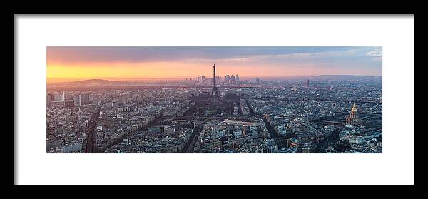 Panoramic Framed Print featuring the photograph Paris Panorama by Wolfgang Wörndl