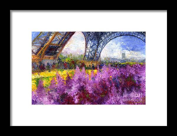 Oil Framed Print featuring the painting Paris Tour Eiffel 01 by Yuriy Shevchuk