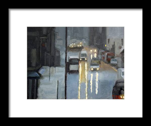 Cityscapes Framed Print featuring the painting Parisian storm by Tate Hamilton