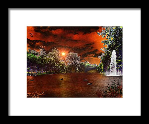 Canal Framed Print featuring the digital art Park Canal by Michael Rucker