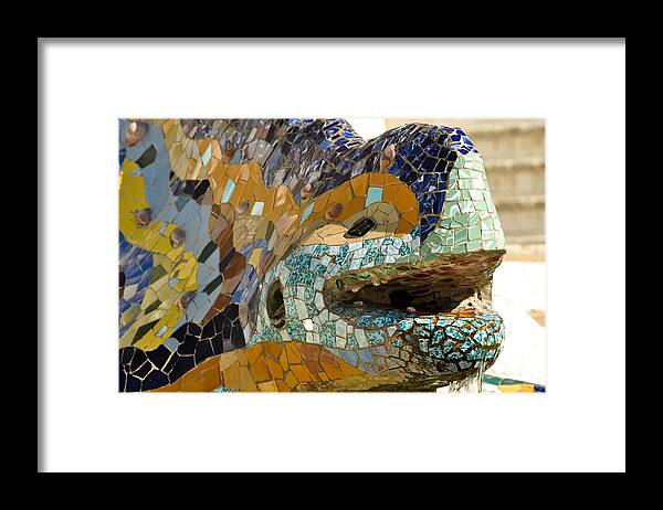 Sculpture Framed Print featuring the photograph Park Guell Lizard by Brandon Bourdages