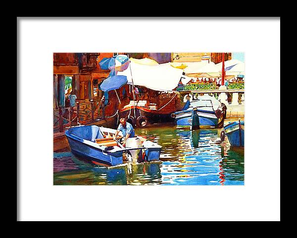 Boats Framed Print featuring the photograph Parking in Venice by Graham Berry