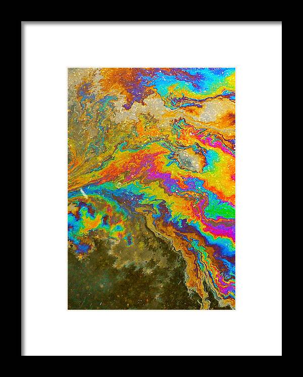 Oil Framed Print featuring the photograph Parking Lot Tie-Dye by Jean Wright