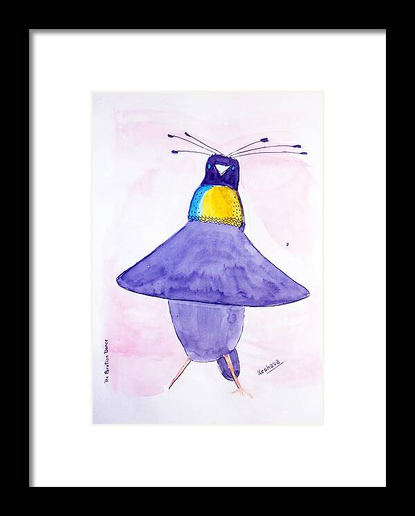 Parotia Framed Print featuring the painting Parotia Dancing - Bird of Paradise by Keshava Shukla