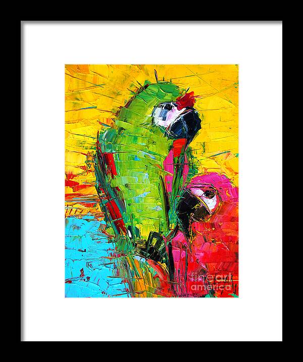 Parrot Lovers Framed Print featuring the painting Parrot Lovers by Mona Edulesco
