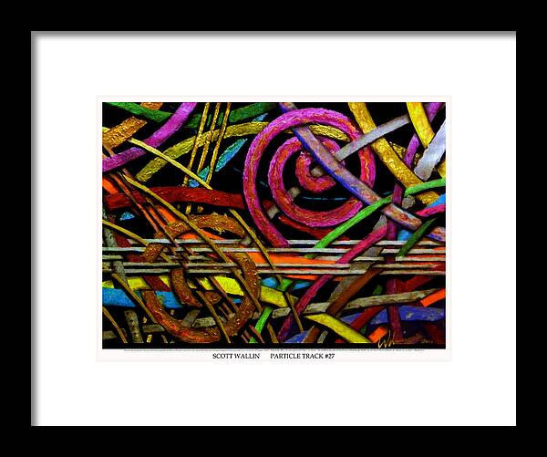 Brilliant Color Abstraction Framed Print featuring the painting Particle Track Twenty Seven by Scott Wallin