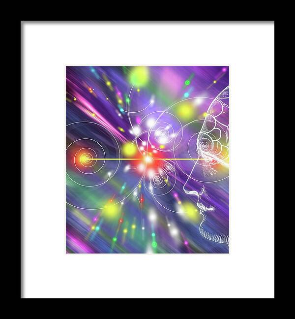 Head Framed Print featuring the photograph Particle Tracks And Head by Mehau Kulyk/science Photo Library