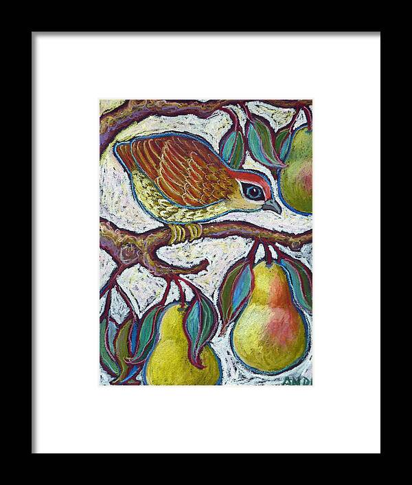 Partridge In A Pear Tree Framed Print featuring the painting Partridge in a Pear Tree 3 by Ande Hall