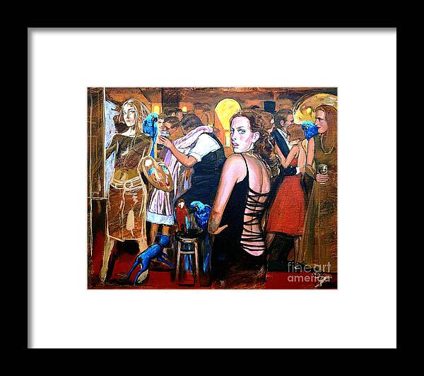 Party Framed Print featuring the painting party No.4 by Zheng Li