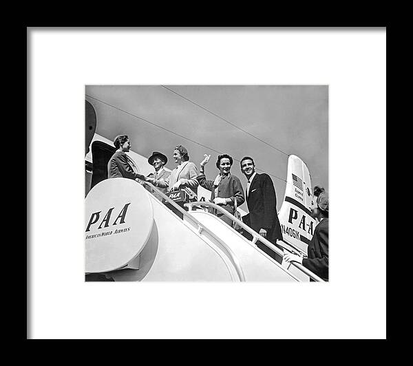 1950s Framed Print featuring the photograph Passengers Board PanAm Clipper by Underwood Archives