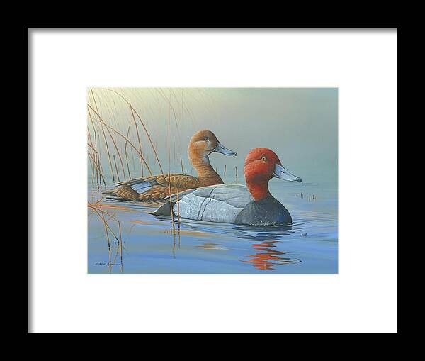 Red Heads Framed Print featuring the painting Passing Through by Mike Brown