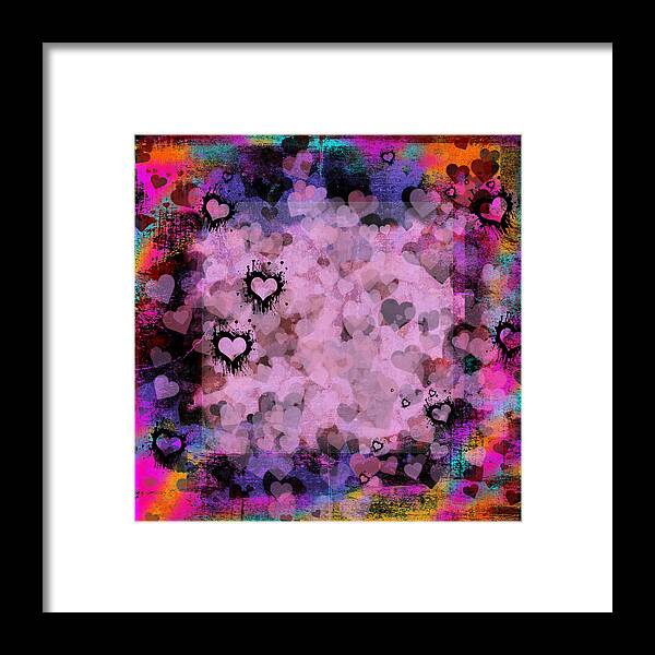 Pink Framed Print featuring the mixed media Passionate Hearts II by Marianne Campolongo