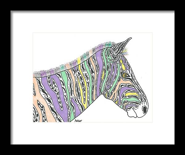 Pastel Framed Print featuring the painting Pastel Zebra by Susie Weber