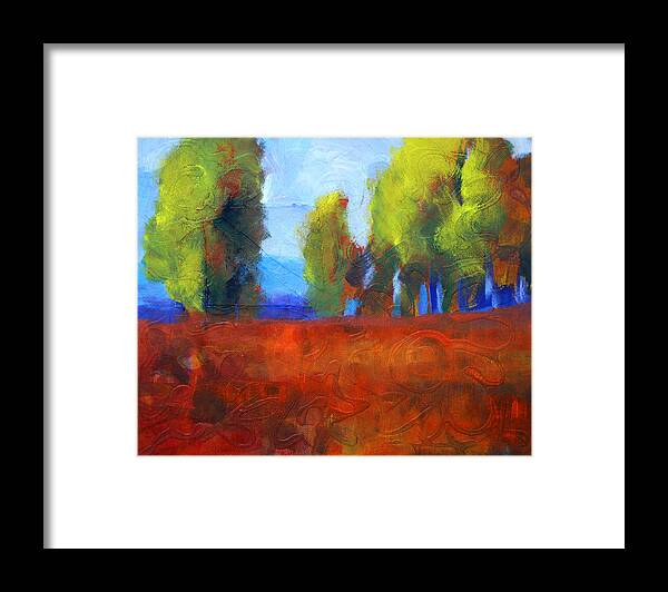 Abstract Landscape Framed Print featuring the painting Patching the Environment by Nancy Merkle