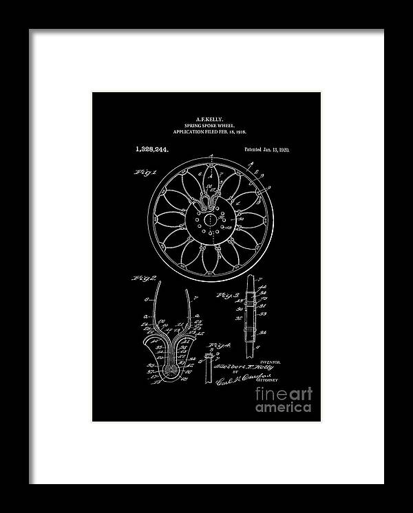 Patent Framed Print featuring the digital art Patent Art 1918 Spring Spoke Wheel Inverted by Lesa Fine