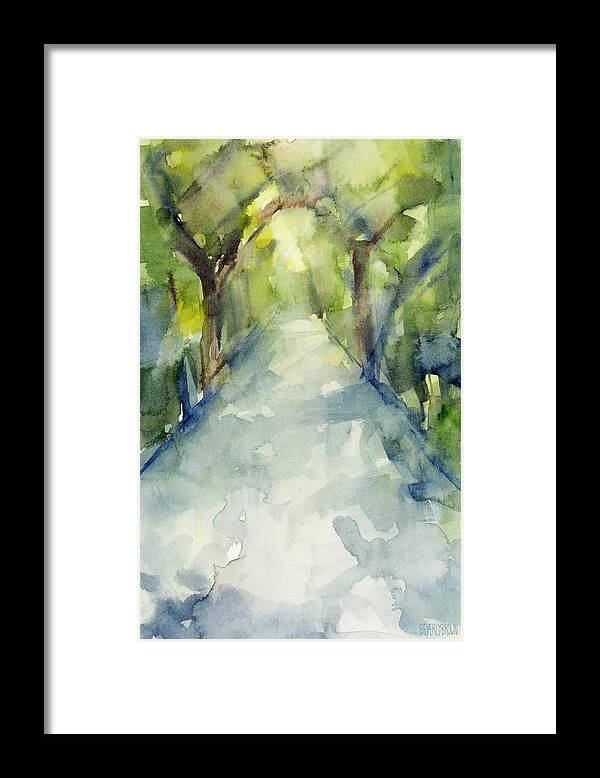 Garden Framed Print featuring the painting Path Conservatory Garden Central Park Watercolor Painting by Beverly Brown