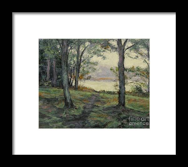 Autumn Morning Framed Print featuring the painting Path to the Pond / Early Morning by Gregory Arnett