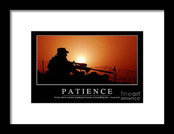 Horizontal Framed Print featuring the photograph Patience Inspirational Quote by Stocktrek Images