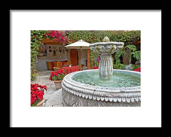 Patio Framed Print featuring the photograph Patio And Fountain by Richard & Ellen Thane