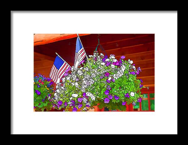 Flag Framed Print featuring the photograph Patriotic Pansies by Jerry Nettik