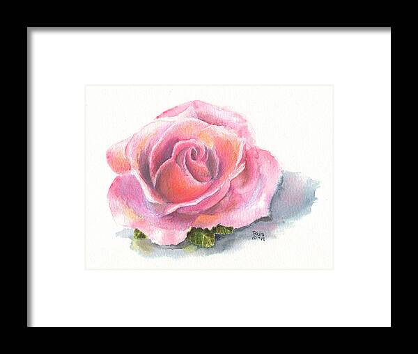 Floral Framed Print featuring the painting Pattie's Rose by Pris Hardy