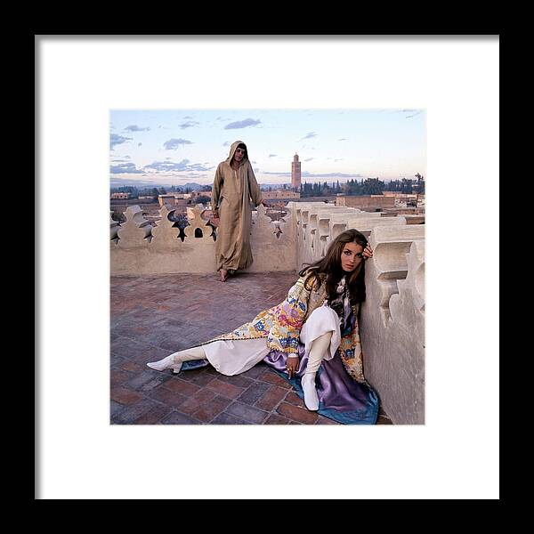 Fashion Framed Print featuring the photograph Paul Getty Jr And Talitha Getty On A Terrace by Patrick Lichfield