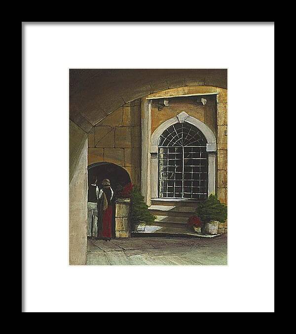 Diane Strain Framed Print featuring the painting Pause on a Venice Afternoon by Diane Strain