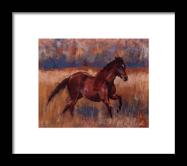 Horse Framed Print featuring the painting Payote's Run by Jim Fronapfel