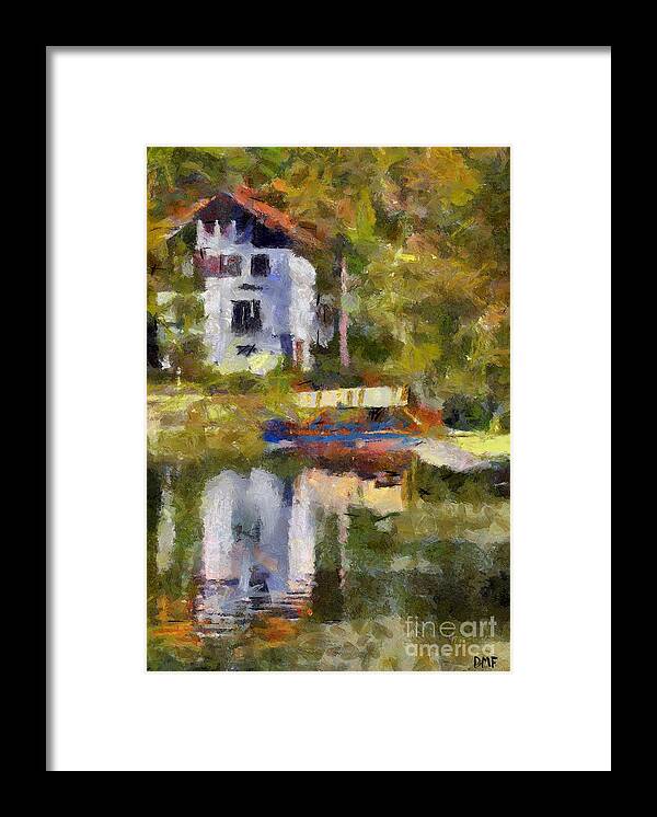 Rural Scenes Framed Print featuring the painting Peace At Lake Bled by Dragica Micki Fortuna