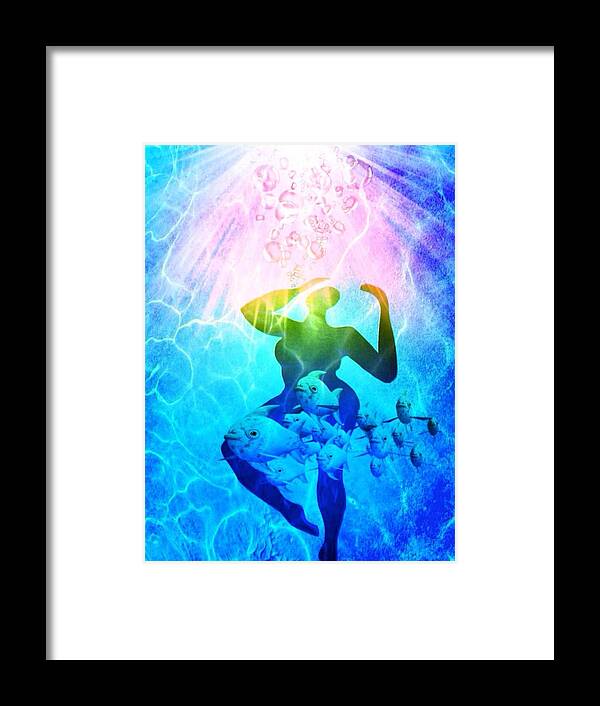 Underwater Framed Print featuring the digital art Peace In The Water by Romaine Head