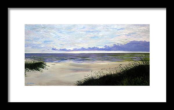 Shore Framed Print featuring the painting Peaceful Beach by Ken Ahlering