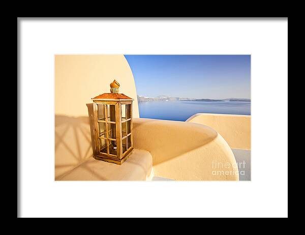Santorini Framed Print featuring the photograph Peaceful hour by Aiolos Greek Collections