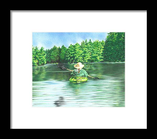 Lake Framed Print featuring the drawing Peaceful by Troy Levesque